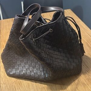 Ann Taylor  Brown Woven Leather Tote